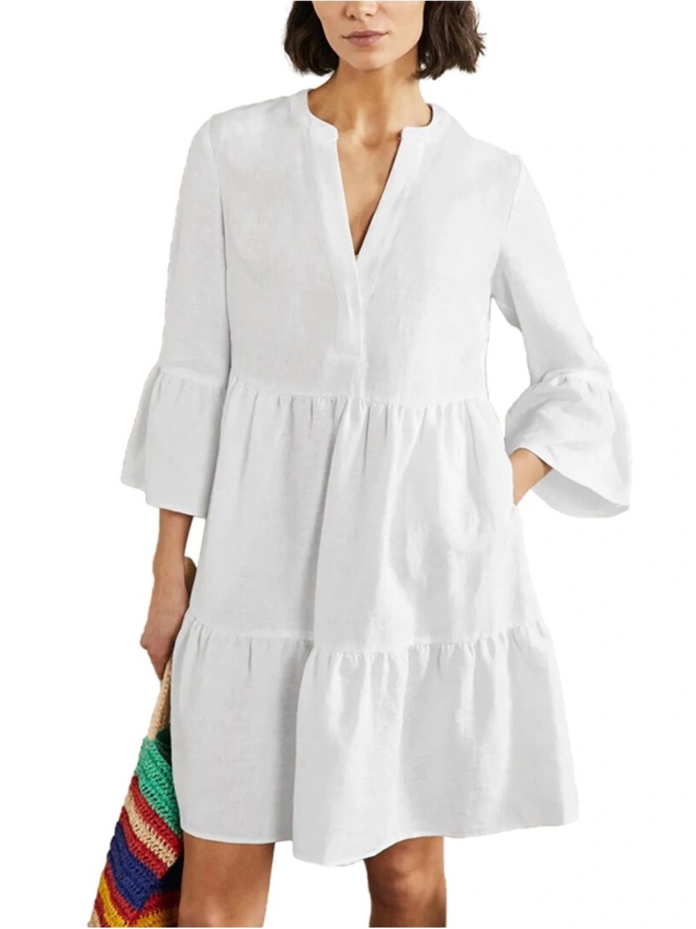 Boden Sophia Linen White Mini Dress Size 12